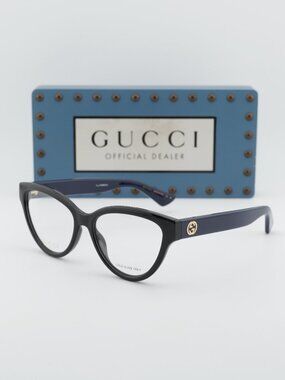 Gucci GG1581O 006 Cat Eye Eyeglasses - Black/Blue 55mm
